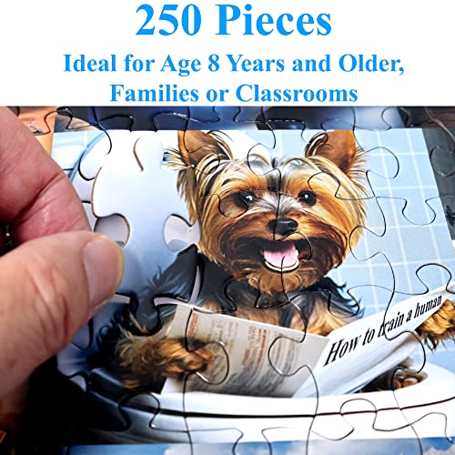 Think2Master Pooping Dogs 250 Pieces Jigsaw Puzzle Featuring heartwarming Puppies and Dogs. Perfect Bathroom Decoration, White Elephant Gag Gift. Fun Puzzle for Adults & Seniors Size: 14.2” X 19.3” - style: Pooping Dogs
