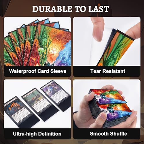 Kabinka MTG Card Sleeves - 100 Standard Size Pack Clear Front & Matte Finish Back MTG Sleeves(Lotus Five Elements) - color: Lotus Five Elements