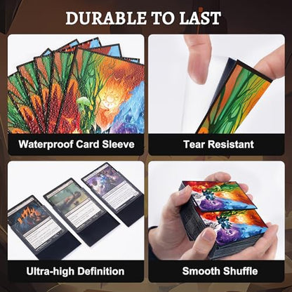 Kabinka MTG Card Sleeves - 100 Standard Size Pack Clear Front & Matte Finish Back MTG Sleeves(Lotus Five Elements) - color: Lotus Five Elements