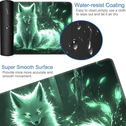 for MTG Game Playmat - 24 x 14 inches with Dices and Storage Bags, Non-Slip Base for TCG and Board Game Card Mats, Trading Card Games Mat, Enchanted Glowing Fox Pattern Collectible Card Playmats - color: Jv-playmat-p7-1-d117