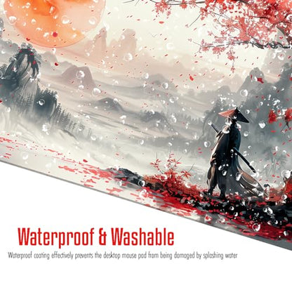 Large Japanese Gaming Mouse Pad, White and Red, Premium Non-Slip Anime Desk Pad for Office, Extended XL XXL Mouse Mat and Laptop Pad, Waterproof and Stiched Edges 31.5 x 15.7 in (sam1) - color: White, Red