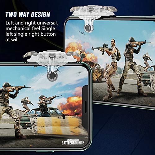 Newseego for PUBG Mobile Game Controller Trigger, Upgrade Version PUBG Mobile Game Trigger Double Sensitive Aim Shoot Keys Buttons for Rules of Survival/PUBG Triggers for All Smartphone-Transparent - color: Transparent