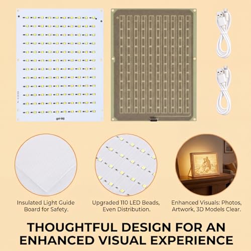 Sabary 15 Pcs CMYK Lithophane LED Backlight Board Kit Compatible with Bambu Lab P1/X1/A1 Multiple Models 3D Printer Light Photo Model DIY Board with USB Cable Upgraded Beads 5V Type-C Powered