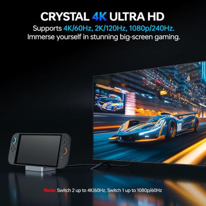 GuliKit Dock Station for Switch 2/Switch,4K TV Docking Base,Case Friendly | One for all consoles,4K/60Hz,100W PD,Excellent Cooling,Anti-tip Wide Base,Case-friendly,Full Protection,Firmware Upgradeable