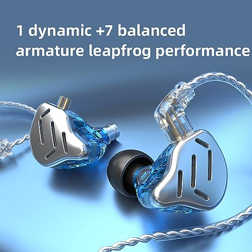 CCA KZ Zax in Ear Monitor Headphones 16 Units 7BA 1DD Hybrid Drivers HiFi IEM Earphones High Clarity Metal Gaming Earbuds with 2 Pin Detachable Cable - color: KZ ZAX Silver, size: with mic