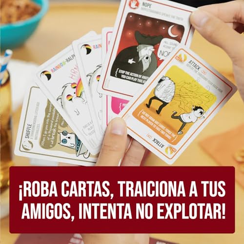 Exploding Kittens Edicion Original Spanish Version - 2-5 Jugadores - Edades 7+ - Juego de 15 Minutos - Juego de Cartas de Alto Riesgo - Juego de Fiesta, Noche de Juegos Familiar, para Niños y Adultos - style: Exploding Kittens Español
