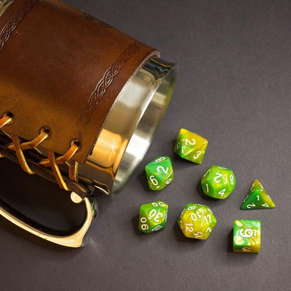 Sage’s Portal Stones DND Dice Set Acrylic Opaque 7-PC Polyhedral DND Dice Set for Dungeons and Dragons D&D Sage’s Cantrips RPG Tabletop TTRPG (Green/Lime) - color: Green/Lime
