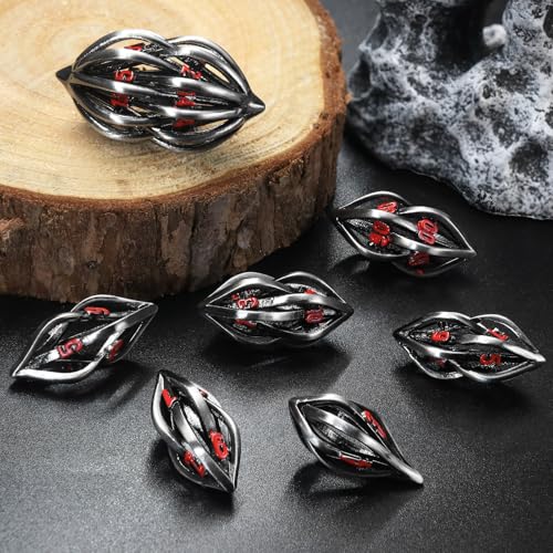 DND Dice Set for Dungeons and Dragons, Metal DND Dice 7PS/Set, ZHOORQI Polyhedral Dices Set for Role Playing Game Gifts(Arcanum-Red) - color: Arcanum- Red