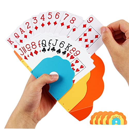 Hands-Free Card Holders for Kids: 4 PCS Portable Set Poker Parties | 20-30 cards | reusable BPA-free light plastic | hands-free kids/adults ideal travel/party/family nights | dual-slot fan view - size: Set of 4