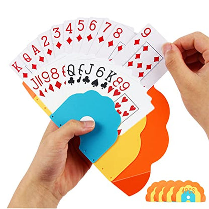 Hands-Free Card Holders for Kids: 4 PCS Portable Set Poker Parties | 20-30 cards | reusable BPA-free light plastic | hands-free kids/adults ideal travel/party/family nights | dual-slot fan view - size: Set of 4