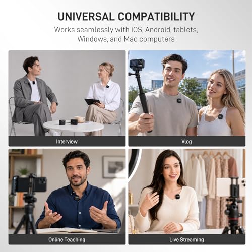 GVM CM2 Wireless Lavalier Microphone, USB-C Clip-On Mic for iPhone 15/16/17 & Android, Mini Mic with Noise Cancelling and Charging Case for Content Creation, Vlogging, Podcast & Streaming