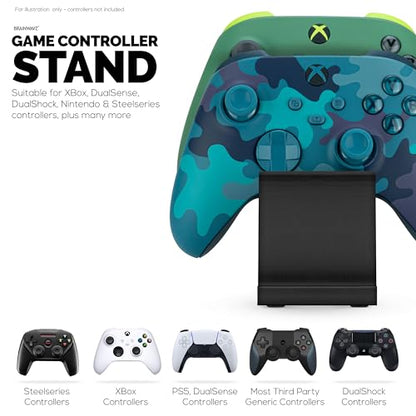 Desktop Dual Game Controller Stand Holder – Stylish, Minimal Wave Design, Suitable for PS5, Xbox, Switch, PC & Retro Gamepads - color: black/silver
