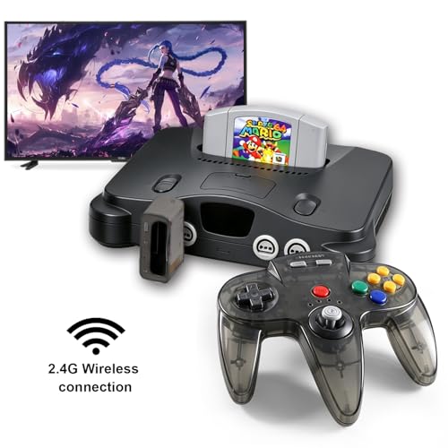 KIWITATA Wireless N64 Controller for Switch Games, 2.4GHZ N64 Wireless Remote Joystick Game Controller Compatible with N64 Console, Switch 1/2, Windows PC & Mac Clear Gray - color: Clear gray