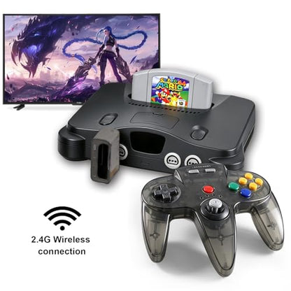 KIWITATA Wireless N64 Controller for Switch Games, 2.4GHZ N64 Wireless Remote Joystick Game Controller Compatible with N64 Console, Switch 1/2, Windows PC & Mac Clear Gray - color: Clear gray
