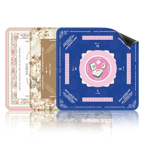 Mahjong Mat, 33"x33" Non-Slip Noise Reduction Gaming Mat for Table, 3mm Thickened Multi Purpose Table Cover for Mahjong/Card/Board Tile Games/Dominoes (Pink)