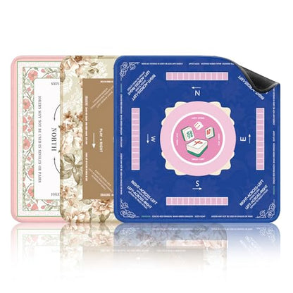 Mahjong Mat, 33"x33" Non-Slip Noise Reduction Gaming Mat for Table, 3mm Thickened Multi Purpose Table Cover for Mahjong/Card/Board Tile Games/Dominoes (Pink)