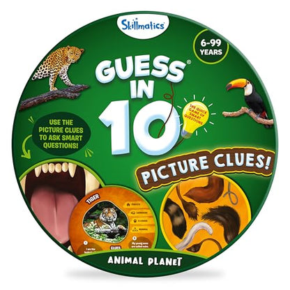 Skillmatics Guess in 10 Animal Picture Clues, Perfect for Boys, Girls, Kids, and Families Who Love, Card Games, Educational Games, Board Games, Gifts for Ages 6, 7, 8, 9 and Up - style: 2. Picture Clues Animals