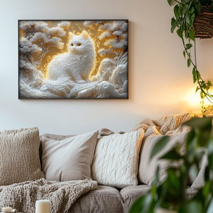 PICKFORU Cat 1000 Piece Puzzle for Adults, Jade Carving Cute Kitten Jigsaw Puzzles, Unique Art Animal as Wall Decor - style: Jade & Whiskers