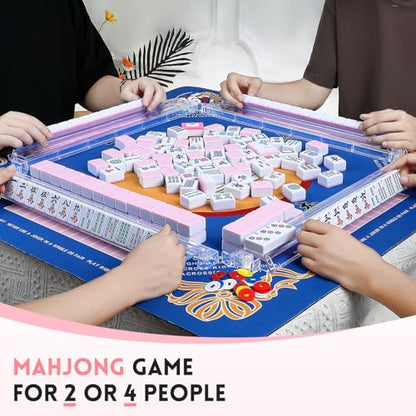 Suncle American Mahjong Tile Set X-Large 166 Pink Back Tiles 1.4" Large Size Tile with Carrying Travel Case, English Manual, Pro Complete Mahjongg Game Set - color: Pink Back-1.4inch