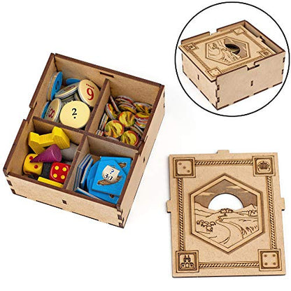 TowerRex Organizer Compatible with Catan Board Game and Cities and Knights, Seafarers Expansions, Storage Insert, Accessories Upgrade