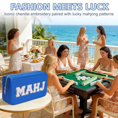 Mahjong Tile Bag Mahjong Bag with Zipper Travel Mahjong Carrying Case Storage Pouch Gifts for Mahjong Lovers Accessories - color: Royal-mahj