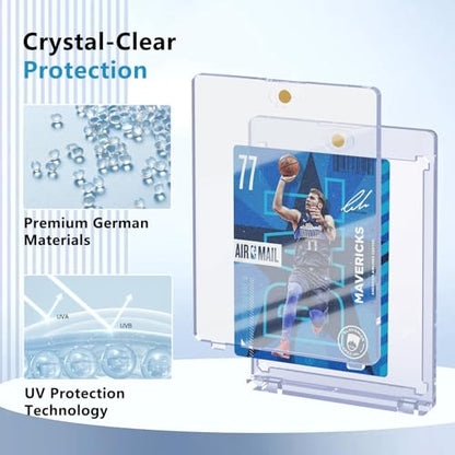 120ct Magnetic Card Holder, 35pt One Card Touch Holder for Trading Cards,Baseball Card Protectors Hard Plastic, Display Case for Collectible Cards Sport Cards Game Cards Top Loads for Cards Sleeves