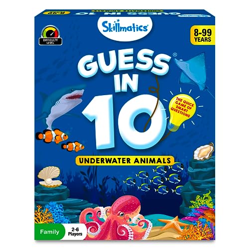 Skillmatics Guess in 10 Underwater Animals, Perfect for Boys, Girls, Kids, and Families Who Love Card Games, Toys, Board Games, Gifts for Ages 8, 9, 10 and Up | Perfect for Boys, Girls, and Families Who Love Card Games, Toys, Board Games, Gifts for Ages 8