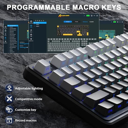 ATTACK SHARK X98 Wireless Mechanical Keyboard,RGB Backlit,Tri-Mode BT5.0/2.4GHz/USB-C Hot-Swappable,PBT Keycaps,Pre-lubed Linear Switches Computer Gaming Keyboard for PC/Tablet/PS5/Xbox - color: Moonlight