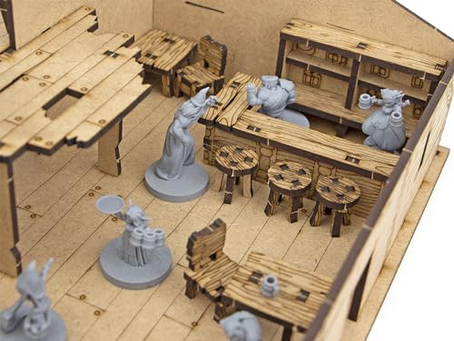 TowerRex Bar Furniture D&D Scatter Terrain Set for 28mm Miniatures, Dungeons and Dragons, Warhammer, Pathfinder DND Miniatures