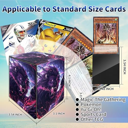 Flaming Lion Card Deck Box, MTG Commander Deck Box Card Deck Case for Trading Cards, 100+ Sleeved Cards with PU Leather Magnetic Card Storage Box for TCG CCG Magic Cards - color: Card Deck Box-580