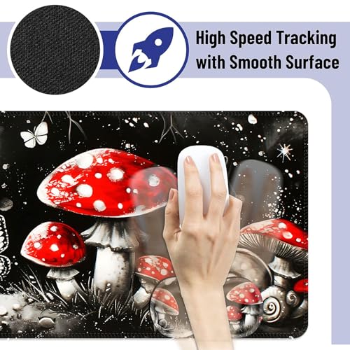 Large Mouse Pad and Keyboard Wrist Rest, Desk Pad for Keyboard and Mouse, 4-in-1 Large Gaming Mouse Pad with Wrist Support, Desk Mat for Home Office Study Game,Mushrooms Snails Butterflies - color: Mushrooms Snails Butterflies