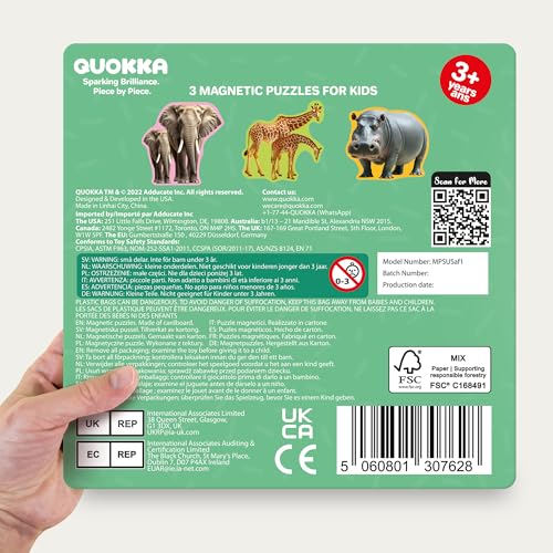 QUOKKA Step Up Magnetic Puzzles for Toddlers 1-3, Safari Animals Puzzle Set in One Book, Travel Games for Kids 3-5, Screen Free Toy for Toddlers and Preschoolers - color: Safari1