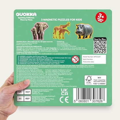 QUOKKA Step Up Magnetic Puzzles for Toddlers 1-3, Safari Animals Puzzle Set in One Book, Travel Games for Kids 3-5, Screen Free Toy for Toddlers and Preschoolers - color: Safari1