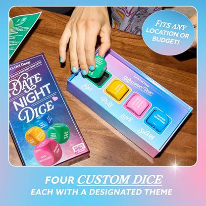 Let’s Get Deep® Date Night Dice by Relatable, Roll for 200+ Unique Date Night Ideas, Gifts, and Wedding Gifts for Couples, Includes 4 Custom Dice and Instructions, Designed for Couples Ages 18+ - style: Date Night Dice