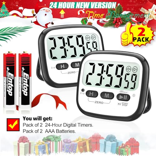 AyayaBoss 2-Pack Magnetic Kitchen Timers for Cooking, Digital Stop Watch Countdown Timer for Kids, Teachers, Classroom, Office, Exercise - Battery Included - color: Digital Timer 2 Pack - Black