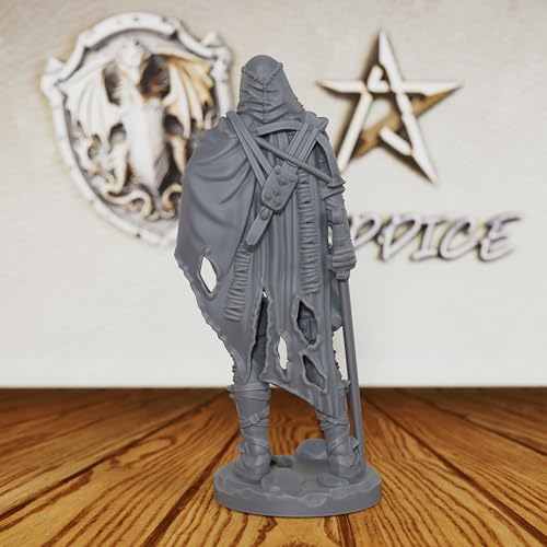 AUSPDICE Pro-Painted Quality Unpainted TTRPG Figure 32mm Scale Fantasy Role Playing Minis Figurine for Dungeon Masters, Human Miniatures Tabletop Gaming Miniatures RPG Accessory - Lycan Slayer(AS301)
