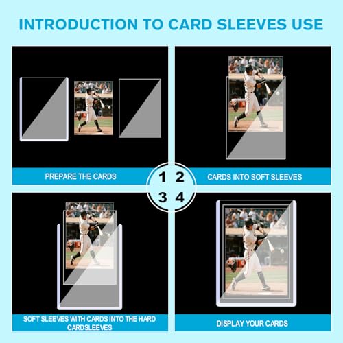 35pt Hard and Soft Trading Card Sleeves, 600 Total (300 Each) | 3"×4" rigid open-top holders paired with soft sleeves, fits baseball, sports and TCG cards for daily card storage and display - size: 35PT 300 Hard & 300 Soft Sleeves