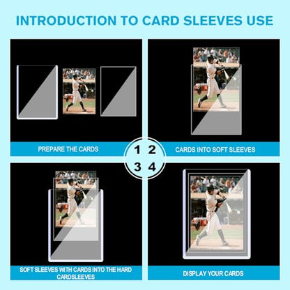 35pt Hard and Soft Trading Card Sleeves, 600 Total (300 Each) | 3"×4" rigid open-top holders paired with soft sleeves, fits baseball, sports and TCG cards for daily card storage and display - size: 35PT 300 Hard & 300 Soft Sleeves