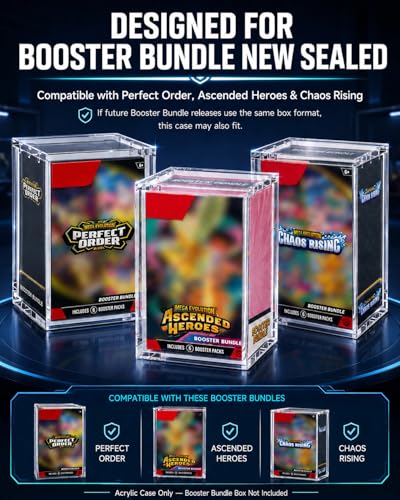 Booster Bundle Case for Perfect Order, Ascended Heroes & Chaos Rising | Custom-Fit for The New Taller Sealed Booster Bundle Format, Not Compatible with Standard-Height Booster Bundles, Case Only - size: Acrylic Case for New Booster Bundle