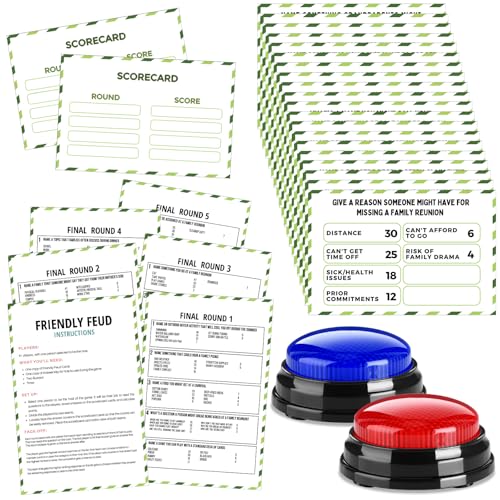 Family Reunion Friendly Feud Game with 2 Answer Buzzers, Feud Cards for Game Night Fun Trivia Quiz for Party Groups Team Building(Colorful, Family) - color: Colorful, style: Family