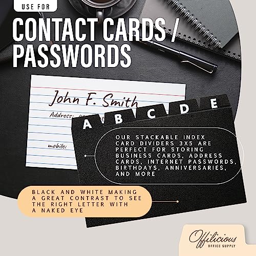 OFFILICIOUS 27 Black Index Card Dividers 3x5 - Large Index Cards for Index Card Box, Index Card Organizer, Index Cards Holder - Alphabetical File Dividers, Recipe and Card Guides, Greeting Cards - size: 3 x 5 Inches, style: 27 Pcs