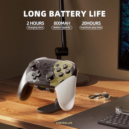 Switch Pro Controller, Wireless Switch Controllers with Carrying Storage Case, Upgraded Gamepad Switch Remote Replacement for Switch Controller, Support NFC/Dual Vibration/Screenshot/Wake-up Function - color: Black/White