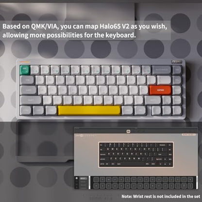 nuphy Halo65 V2 Wireless Mechanical Keyboard with PBT Keycaps,65% Hot Swappable Custom Gaming Keyboard Compatible with QMK/VIA,RGB Backlit,Gasket Structure,BT5.0/USB-C/2.4GHz,White-Raspberry Switches - color: White, size: Raspberry Switch