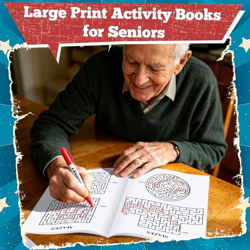 Elfew 4 Pack Large Print Activity Books for Seniors & Adults | 150+ Memory Games, 16 in 1 Puzzle Books, Variety Brain Games: Word Search, Sudoku, Mazes, Crosswords, Gifts for Women & Men