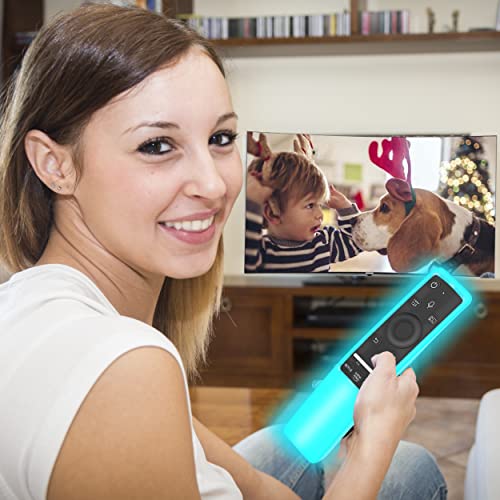 Case Compatible with Samsung Smart TV Remote Controller BN59 Series, Light Weight Silicone Cover Protector Shockproof Anti-Slip Remote Skin Sleeve - Black (Glow Blue) - color: Glow Blue
