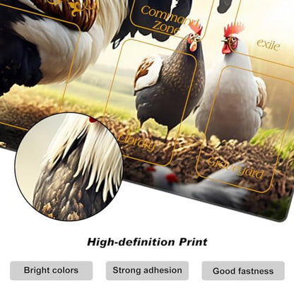 DEGDFSGR Magic The Gathering Playmat 24 x 14 Inches, Animal Proud Rooster Design, Non-Slip Rubber Base, TCG/MTG/YGO/CCG/RPG/PKM Playmat, 1 Pack - color: Animal Proud Rooster, size: 24" x 14"