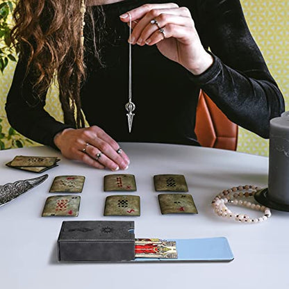 Coume PU Leather Tarot Cards Case Moon Design Playing Cards Holder Tarot Deck Protective Case for Most Standard Size Playing Gothic Oracle(Sun Style) - style: Sun Style