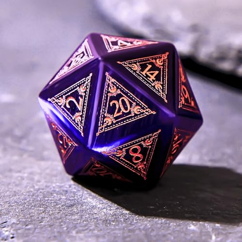 1PCS Gem D20 DND Dice - 25mm 20 Sided Crystal Cat Eye D&D Dice for Dungeons and Dragons, RPG, Roleplaying Games MTG Table Games, Handmade Polyhedral Dice(Pattern Purple) - color: D20 Cat Eye-pattern Purple