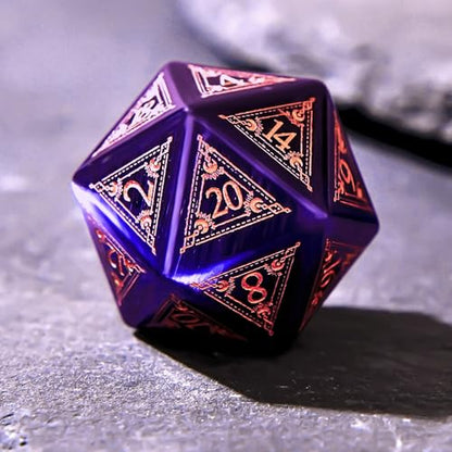 1PCS Gem D20 DND Dice - 25mm 20 Sided Crystal Cat Eye D&D Dice for Dungeons and Dragons, RPG, Roleplaying Games MTG Table Games, Handmade Polyhedral Dice(Pattern Purple) - color: D20 Cat Eye-pattern Purple