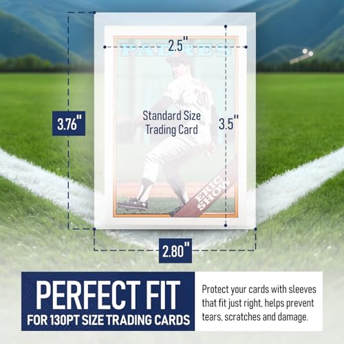 Premium Penny Sleeves for Trading Cards | Soft Trading Card Sleeves for Baseball Cards, Ultra Clear Plastic Pro Sports Card Sleeve, Football, MTG Collector Sleeve (Standard + Thick Options Available) - style: 130PT - 100 Count